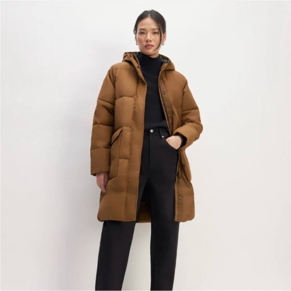 Everlane The Long Puffer Coat Small Chestnut Sustainable Winter Outerwear